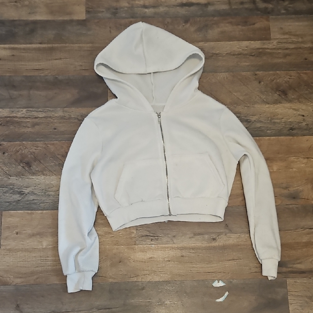 SHEIN White Cropped Fitted Hoodie
